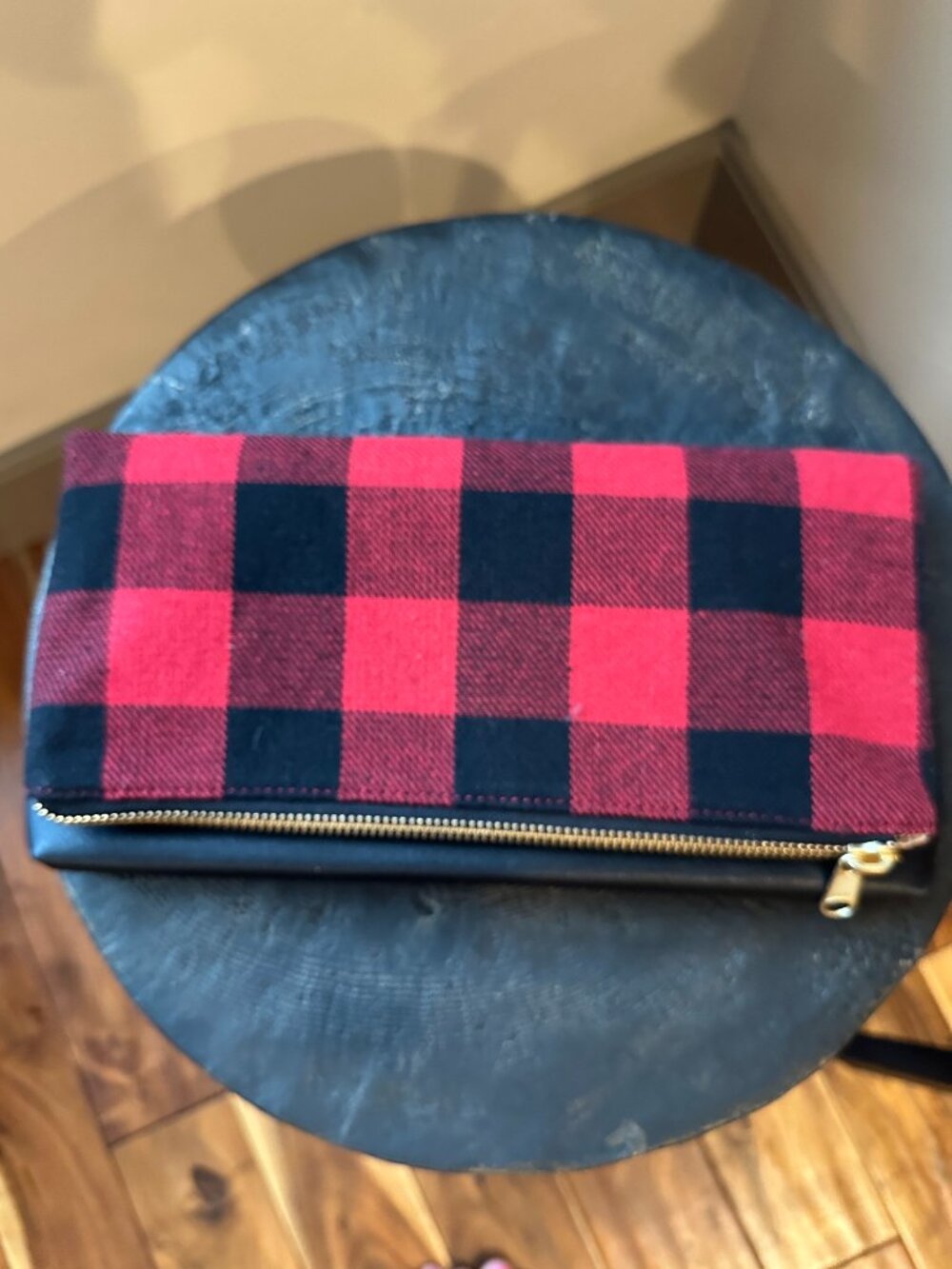 MARK & GRAHAM PLAID FOLDOVER CLUTCH/ ZIPPER POUCH